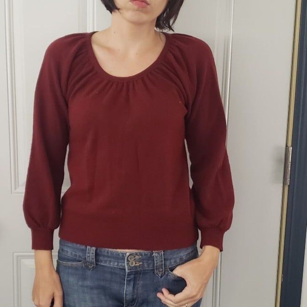 70s Burgundy Cashmere‎ Scoop Neck Sweater